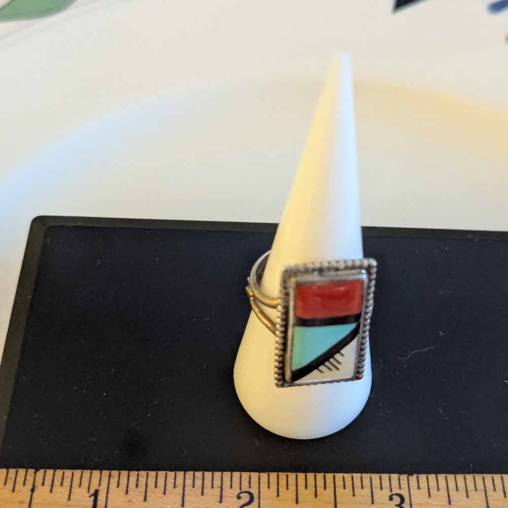 Vintage Zuni Multistone Ring Size 9 - Picture 6 of 9